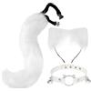 HKSICHENGKEJIUK Set girocollo da donna con orecchie di volpe e coda di gatto, in finta pelliccia, per cosplay, coda lunga, kit per travestimento con animali, soffice, per Halloween, carnevale, giochi di ruolo, feste