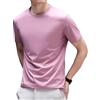Generic Maglietta da uomo in seta di gelso con scollo rotondo, estiva, leggera, sottile, a maniche corte, per sport, fitness