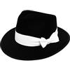 I LOVE FANCY DRESS LTD 24 x gangster cappello in feltro nero con fascia bianca accessori per costume da gangster Trilby Fedora Bulk anni '20 unisex da uomo e da donna