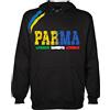Vestipassioni Felpa Sportiva Parma da Uomo con Cappuccio in 100% Cotone, Made in Italy, Felpa con Cappuccio per Tifosi Squadre Calcio, Basket, Pallavolo