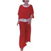 Genérico Vestito elegante da donna, set di 2 pezzi, estivo, per la comunione della mamma, con paillettes, camicia in chiffon, pantaloni lunghi, vestito per matrimoni e feste di sera