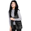 YuanDiann YuanDian Donna Gilet Pelliccia Sintetica con Cappuccio Tinta Unita Baggy Caldo Morbidi Elegante Signora Midi Lungo Giubbotto Senza Maniche Pelliccia Ecologica Smanicato Nero 2XL