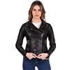 Borghese - Pelletteria Artigianale Pelletterie Borghese | Chiodo in Pelle Nero Donna | Biker | Giacca in Pelle | Giubbotto Moto | Cintura | Vera Pelle | Made in Italy | A196C 09