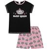 thepyjamafactory Pigiama corto da bambina Sleep Queen da 10 a 16 anni, colore: rosa e nero