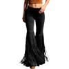 WWricotta Pantaloni Svasati Donna in Stile Western con Frange, Modello a Vita Alta e Gamba Larga, Perfetti per Un Look Boho e retrò/A