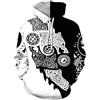 Namufeitrade Donne/Uomini Viking Tatuaggio Felpa Viking Totem Stampa 3D Felpe con Cappuccio Oversize Casual Pullover con Cappuccio Maglione Top