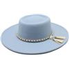 Generic Cappello in lana a tesa larga concavo, 8,5 cm, stile elegante britannico