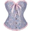 AMateschitz Corsetto da donna, snellente, corsetto, top gotico, corsetto sopra il seno con lacci, vintage, stampa floreale, chiusura frontale, body shaper sotto il seno, bianco