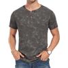 Hisir Camicia Henley Uomo Estate Classica Cotone Manica Corta Button Down Camicia Casual Uomo Camicie