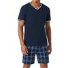 Bresdk Pigiama Corto da Uomo in Cotone Camicia a Maniche Corte Pigiama Estivo Top e Pantaloncini da Uomo