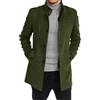Generic Trench da uomo a Maniche Lunghe con Colletto Stand Monopetto Pea Coat Casual Mid Long Slim Fit Cappotto con Tasche