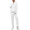 Minetom Pigiama Donna Invernale Lungo di Pile Pigiami Due Pezzi Caldo Maniche Lunghe Felpa con Cappuccio e Pantaloni Set
