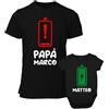 Colorfamily Coppia T-Shirt Maglietta papà e Body Neonato o Bimbo Padre Figlio Player 1 2 - Idea Regalo Bodino Divertente per Uso diurno