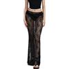 Fiacafyo Gonna da donna Y2K Fairy Grunge Midi Gonna in pizzo floreale in rete velata gonna lunga vintage a vita alta con volant Slim Fit Gonna Streetwear