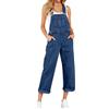 Kdtoll Salopette Jeans Donna, Pantaloni Lunghi in Denim Oversize con Spalline Regolabili e Tasche, Tinta Unita, Stile Casual per Tempo Libero e Lavoro