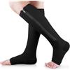 Ailaka - Calze a compressione mediche per polpaccio, con cerniera, 15-20 mmHg, al ginocchio, per donne e uomini nero Nero L-XL