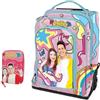 ME CONTRO TE Trolley Zaino Rosa + Astuccio One Time zip + Penna Sirena Arcobaleno + omaggio 7 penne + Omaggio portachiave paillettes + Penna led