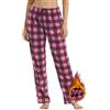 YUSHOW Pantaloni Pigiama Donna in Invernale a Quadri Pile Lunghi Pantaloni da Notte con Tasche Coulisse Morbidi e Caldo Plaid Casa Trousers 1/2 Pezzi