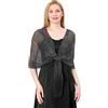 LumiSyne Donna Scialle Stola Metallici Scintillanti Con Fibbia Ad Anello Tinta Unita Glitter Nappe a Frange Foulard Lunga Leggero Stola Elegante Per Abito Da Sera Sposa Matrimonio Cerimonia Festa