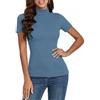 Totatuit Lupetto Donna Dolcevita Manica Corta Maglietta Elegante Tshirt a Costine Basic Top a Collo Alto Casual Pullover di Slim Fit S-XXL