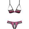 Selente Love & Fun Sfizioso Completo Intimo a 3 Pezzi: Reggiseno, Slip ed Esclusiva Benda per Occhi in Raso. Made in EU.