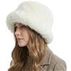Michear Cappello da pescatore invernale da donna, oversize, pelliccia sintetica a pelo lungo, tesa larga modellabile, caldo ed elegante