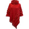 Rayson Poncho Donna Invernale Caldo a Collo Alto con Orlo Sfrangiato | Mantella con Perle,Lavorato a Maglia,Taglia Unica,per Autunno Inverno