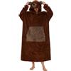 chuangminghangqi Coperta Indossabile Stampata con Maniche Felpa Gigante Coperta Pile con Ampia Tasca Frontale e Cappuccio TV Plaid Coperta Divano Pigiama Donna Uomo Invernale Peluche (Orso Marrone-G7114)