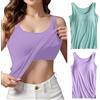 Jamron Donna 2 Pezzi Basic Canottiera con Reggiseno Imbottito Incorporato Canottiere Elasticizzate a Spalline Larghe