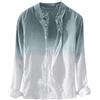 Generico Camicia Lino Uomo Manica Lunga Colletto Classico Effetto Sfumato Traspirante Camicie Uomo Lino Maniche Lunghe