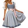 Generic Dirndl Donna Oktoberfest Blu Grigio con Grembiule e Pizzo | Vestito Tirolese con Pizzo e Grembiule Coordinato, Elegante Costume Tradizionale per Feste Bavaresi
