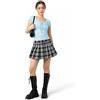 INSAFIANS Gonna a pieghe per uniforme scolastica a quadri scozzesi ragazze donne elastico in vita gonna casual plissettata a tutto tondo