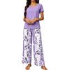 Generico Completo Casual Donna Top e Pantaloni Coordinati Stampa Irregolare Outfit Elegante 2 Pezzi Collo Tondo Tessuto Morbido Pantaloni Larghi Città Vacanza