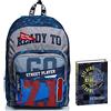 Seven Zaino Scuola Outsize SEVEN - STREET PLAYER, Blu, Doppio Scomparto + Diario 12 Mesi Standard, Blu