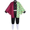 Satdflie Demon Slayer Costume Cosplay Kimono Abito con cintura Set completo unisex Abito di Natale e Halloween Regalo per fan degli anime, Tomioka Giyuu, taglia 150
