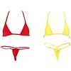 HNJZX Donna Costume da bagno micro bikini Sexy Donna sfoderata Bikini mini perizoma ((2pcs) yellow + red)
