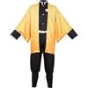 Satdflie Demon Slayer Costume Cosplay Kimono Abito con cintura Set completo unisex Abito di Natale e Halloween Regalo per fan degli anime, Zenitsu Agatsuma, taglia 130