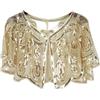 ISAKEN Scialle da Donna Ricamato con Glitter Paillettes Sciarpa Gatsby da Donna Anni '20 Stola Retrò per Abito da Sera Stole Vintage con Paillettes per la Festa Nuziale Serale di Nozze