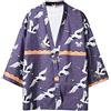 GURUNVANI Camicia hawaiana a maniche 3/4 da uomo, viola., L