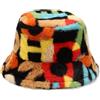 LumiSyne Invernale Cappello da Pescatore per Donna Uomo Motivo di Lettere Arcobaleno Cappello da Pescatore Peloso Pelliccia Sintetica Regolabile Cappello Caldo Moda Cappello a Secchiello in Peluche
