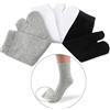 Nuolux Calzini Tabi in Cotone Elasticizzato Donna E Uomo Calze Con Dita Separate Mid-Tube 3 Paia Bianco Grigio Nero Assorbimento Sudore E Deodorizzazione Taglia Uk 2-9.5 Us 5-12 Eu 35-44