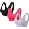 Jamron Donna 3 Pezzi Fibbia Laterale Incrociata Push Up Bralette di Pizzo Senza Ferretto Reggiseno Sportivo Comfort con Imbottito Rimovibili Nero + Fucsia + Viola Chiaro XL