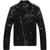 LaoZan Uomo Giacca di Cuoio del Faux Biker Moto Blazer Cappotto Bomber in Ecopelle con Cerniera XL Nero