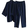 thefancypumpkin Abito da uomo stile giapponese in crêpe di cotone kimono, vestaglia, vestaglia set-taglia l blu scuro
