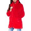 YuanDiann YuanDian Donna Cappotto in Pelliccia Sintetica Midi Lungo Sciolto Morbidi Manica Lunga Caldo Risvolto Pelliccia Ecologica Giacca Signora Finta Pelo Pellicciotto Giubbotto Rosso 4XL