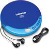 Lenco CD-010 - Lettore CD, Lettore CD Portatile, Discman - Walkman - Diskman - CD Walkman - Con cuffie e cavo di ricarica micro USB - Blu