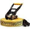 Gibbon Slacklines Classic Line, giallo, 25 metri (22,5 m slackline + 2,5 m di fettuccia slackline con cricchetto cucito), con cricchetto con protezione e blocco di sicurezza, larghezza 2/5 cm