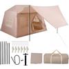 SOARS Tenda da Campeggio Gonfiabile 4-6 Persone con Pompa, 253x213x183 cm | Tenda Familiare Impermeabile con Veranda, Finestre e Borsa da Trasporto, Protezione Solare, da Giardino, Parco e Spiaggia