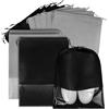 VICASKY 20 Pezzi Sacchetti Porta Scarpe da Viaggio 320x440 MM Nero | Tessuto Non Tessuto, Chiusura a Coulisse, Finestra Trasparente, per Scarpe e Calzature, Uomini e Donne