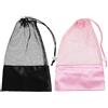 UTHCLO 2 Pezzi Borsa per Scarpette da Danza Classica, Rete Traspirante | Ordine per Calzature da Danza, Pratica e Viaggio, Tessuto Rete e Raso, Nero e Rosa